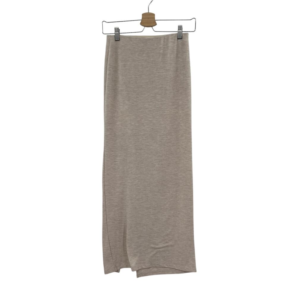 Modern Citizen Kiki Ruched Side-Slit Midi Skirt Oatmeal Cream Size Small - Picture 6 of 11